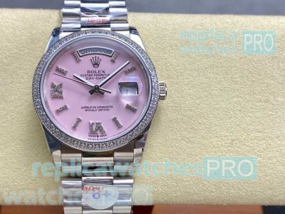 8+ Factory Pink Opal Dial 904l Steel Rolex Day-Date I 3255 Copy Watch